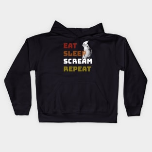 Eat Sleep Scream Repeat Cockatiel Kids Hoodie